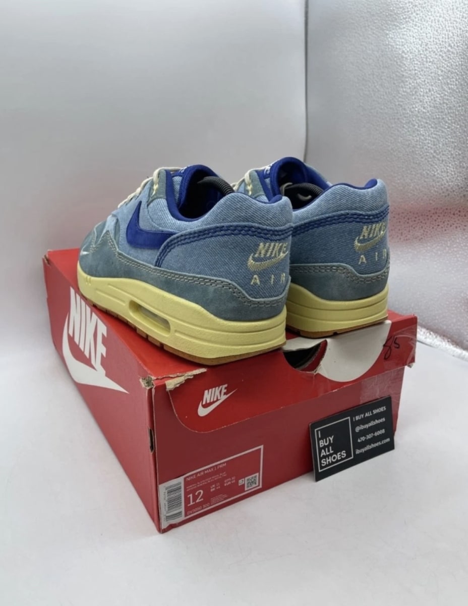 Nike Air Max 1 PRM Dirty Denim 12 (Lightly Worn Pre-Owned)NikeMineral Slate/Deep Royal Blue-Lemon Wash - Image 4