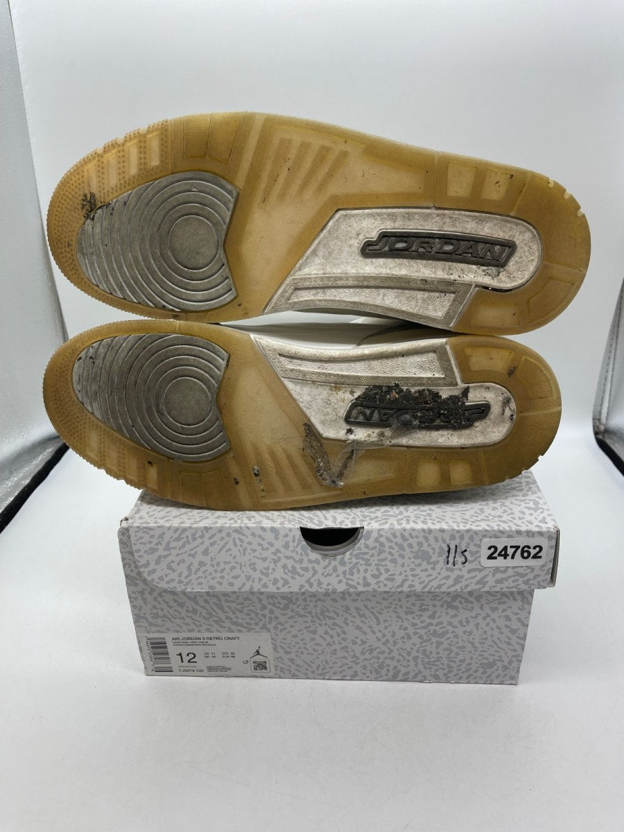 Jordan 3 Retro Craft Ivory 12 (Moderately Worn Pre-Owned)JordanIvory/Grey Mist/Cream - Image 7