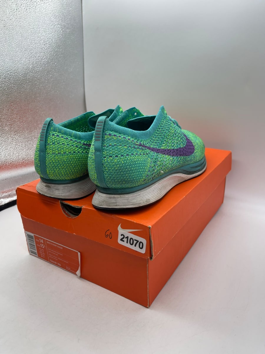 Nike Flyknit Racer Hyper Jade 14 (Moderately Worn Pre-Owned) - Image 5