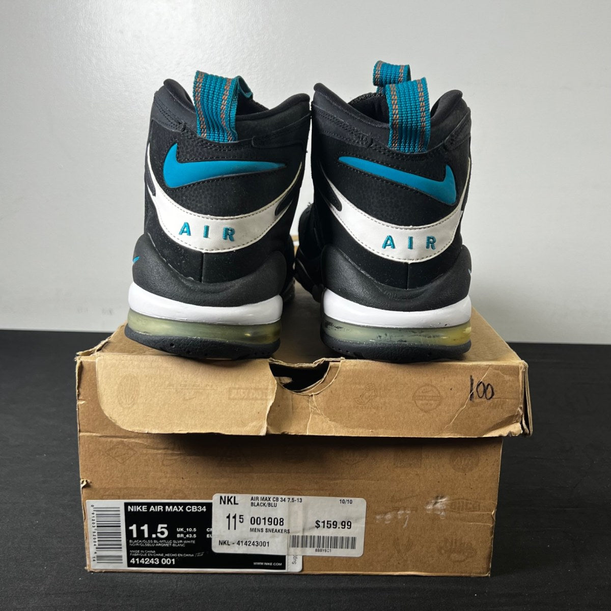 Nike Air Max CB34 Black Glass Blue 11.5 (Heavily Worn Pre-Owned)NikeBlack/Glass Blue-Metallic Silver-White - Image 5