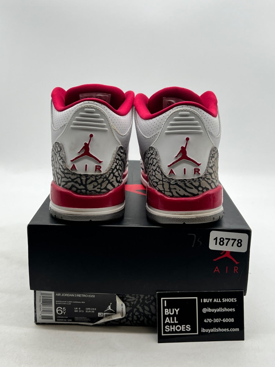 Jordan 3 Retro Cardinal (GS) 6.5Y (Moderately Worn Pre-Owned) - Image 3