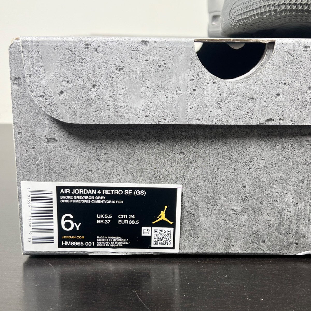 Jordan 4 Retro SE Paris Olympics Wet Cement (GS) 6Y (Lightly Worn Pre-Owned)JordanSmoke Grey/Iron Grey/Cement Grey - Image 5