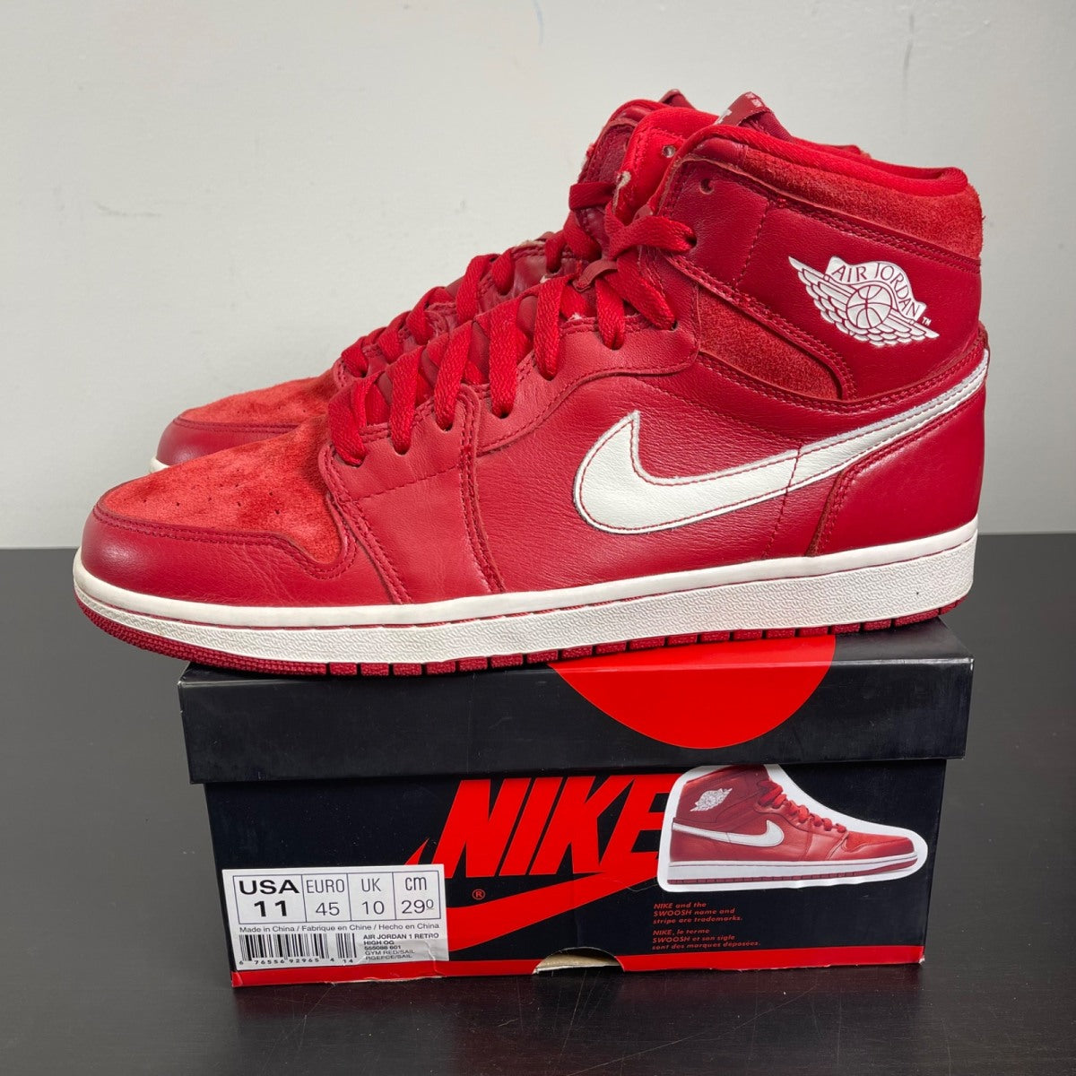 Jordan 1 Retro Gym Red 11 (Moderately Worn Pre-Owned)JordanGym Red/Sail - Image 3