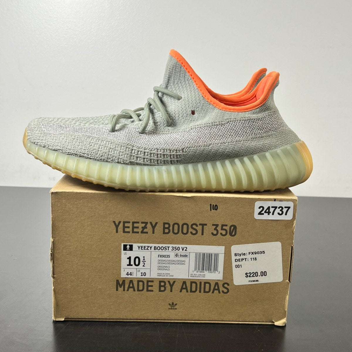 adidas Yeezy Boost 350 V2 Desert Sage 10.5 (Lightly Worn Pre-Owned)adidasDesert Sage/Desert Sage/Desert Sage - Image 3