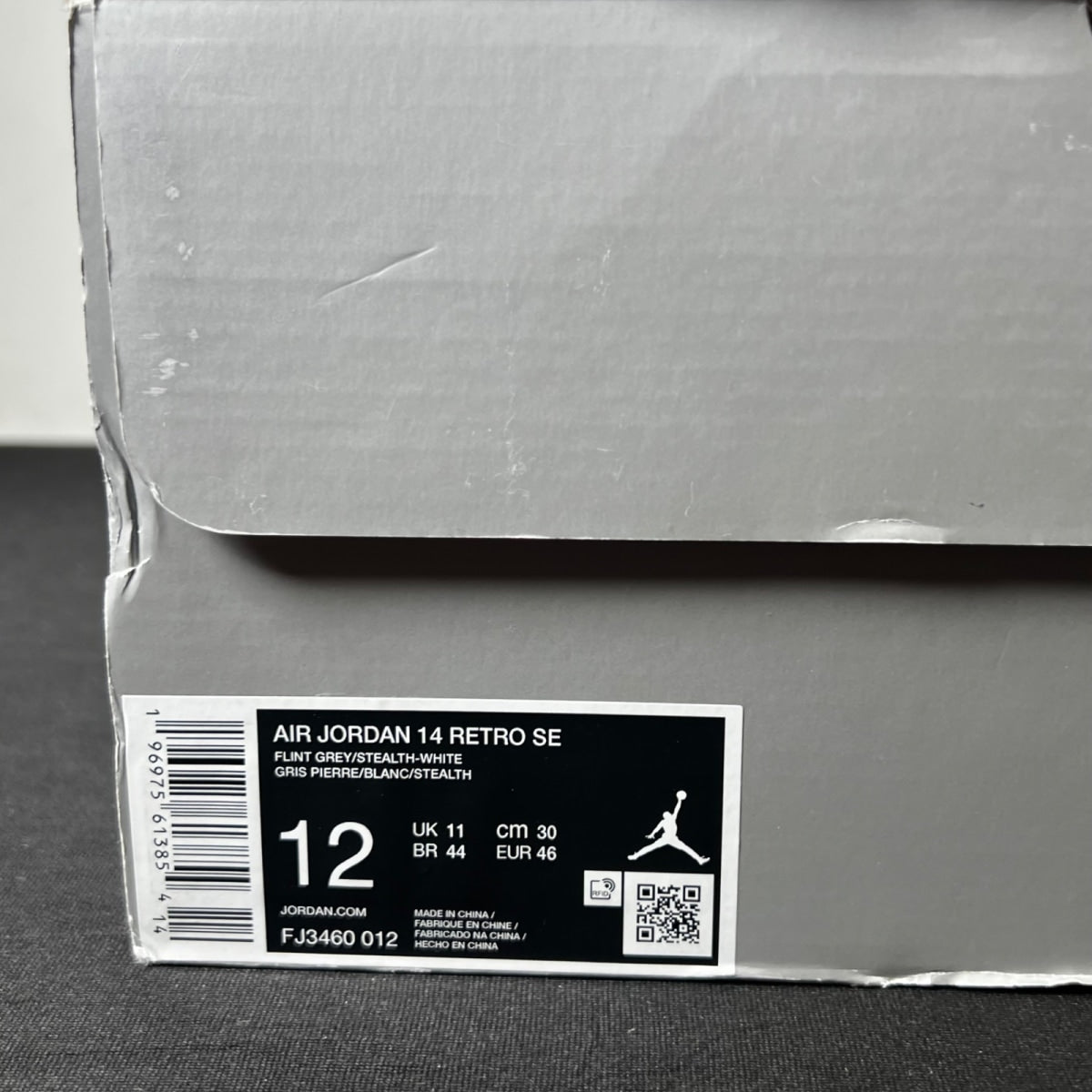 Jordan 14 Retro Flint Grey 12 (Moderately Worn Pre-Owned)JordanFlint Grey/Stealth Grey/White - Image 4