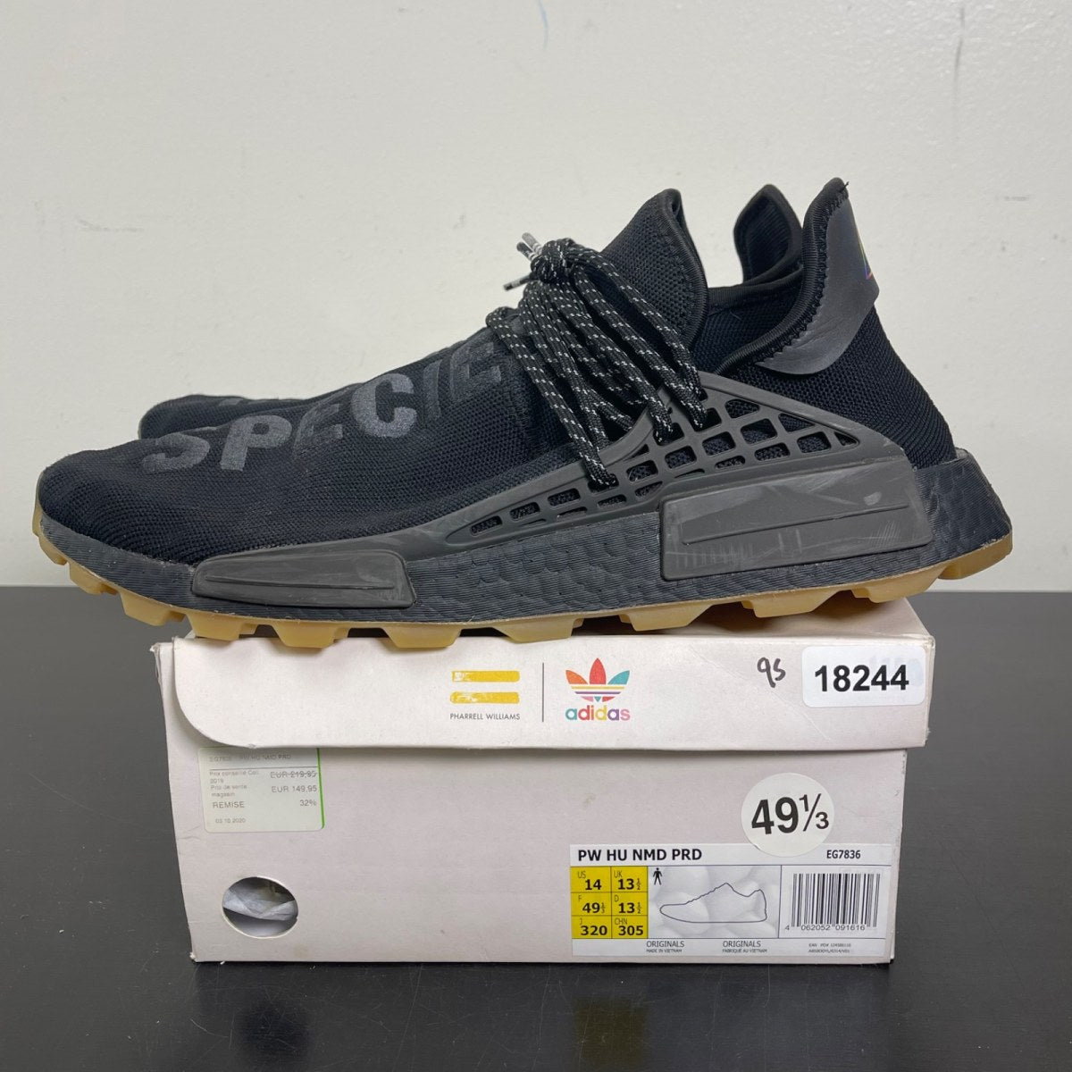 adidas NMD Hu Trail Pharrell Now Is Her Time Black 14 (Moderately Worn Pre-Owned)adidasCore Black/Utility Black/Gum - Image 3