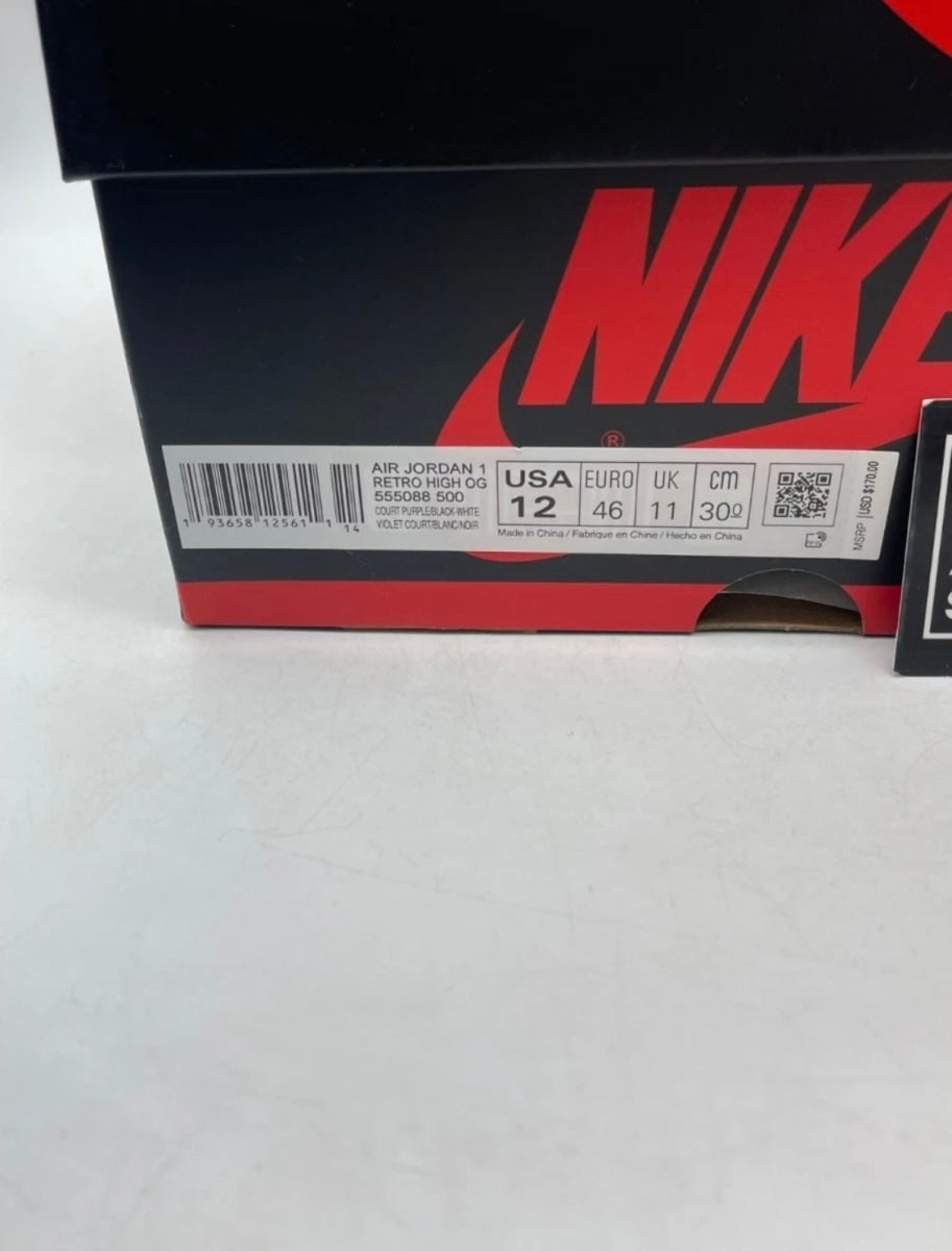 Jordan 1 Retro High Court Purple White 12 (Lightly Worn Pre-Owned)JordanCourt Purple/White-Black - Image 9