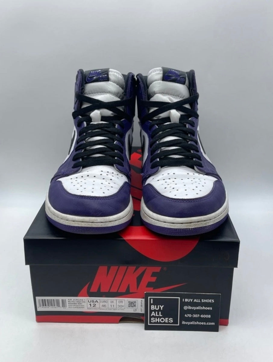 Jordan 1 Retro High Court Purple White 12 (Lightly Worn Pre-Owned)JordanCourt Purple/White-Black - Image 2