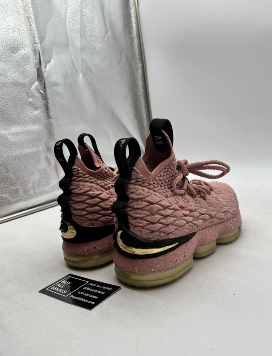 Nike LeBron 15 Rust Pink (GS) 6Y (Lightly Worn Pre-Owned)NikeRust Pink/Metallic Gold-Black - Image 5