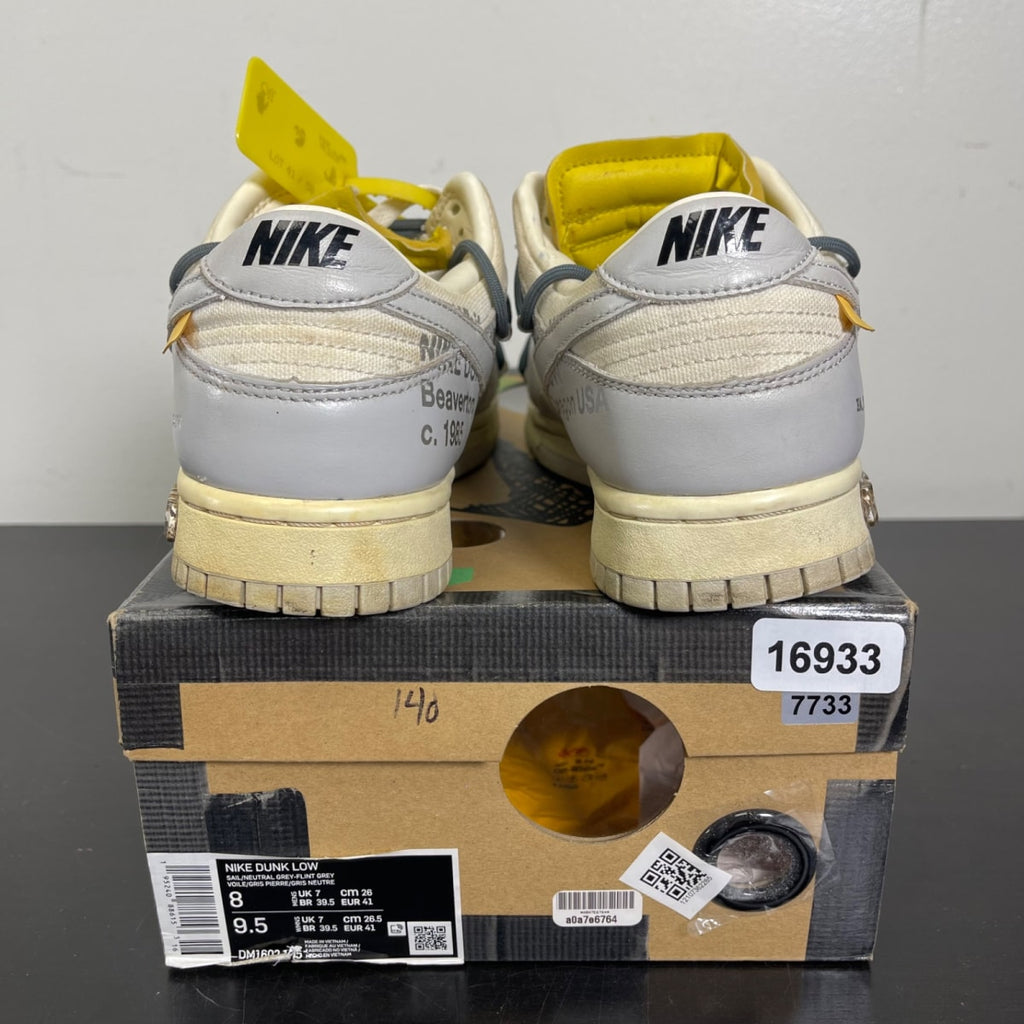 Nike Dunk Low Off-White Lot 41 8 (Moderately Worn Pre-Owned)NikeSail/Neutral Grey-Flint Grey - Image 4