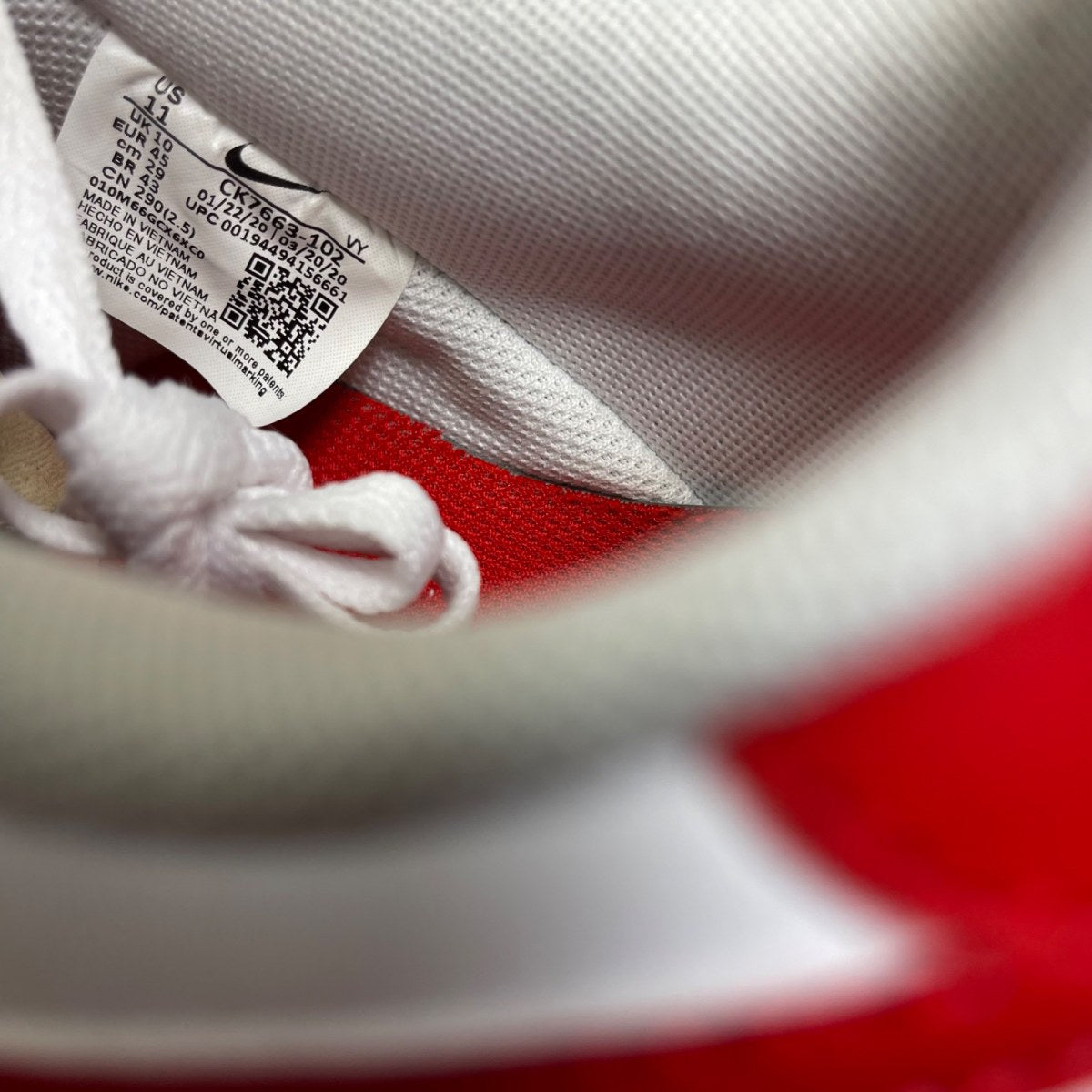 Nike Air Force 1 Low White Red Midsole 11 (Moderately Worn Pre-Owned)NikeWhite/University Red-White - Image 6