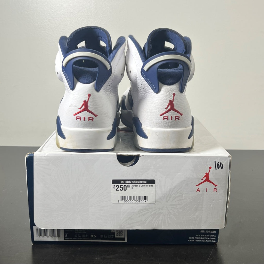 Jordan 6 Retro Olympic (2024) 8 (Moderately Worn Pre-Owned)JordanWhite/Varsity Red/Midnight Navy - Image 4
