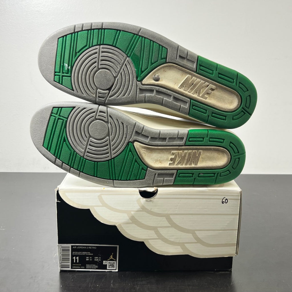 Jordan 2 Retro Lucky Green 11 (Moderately Worn Pre-Owned)JordanWhite/Lucky Green/Sail/Light Steel Grey - Image 5