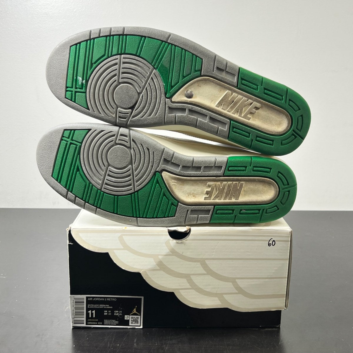 Jordan 2 Retro Lucky Green 11 (Moderately Worn Pre-Owned)JordanWhite/Lucky Green/Sail/Light Steel Grey - Image 5