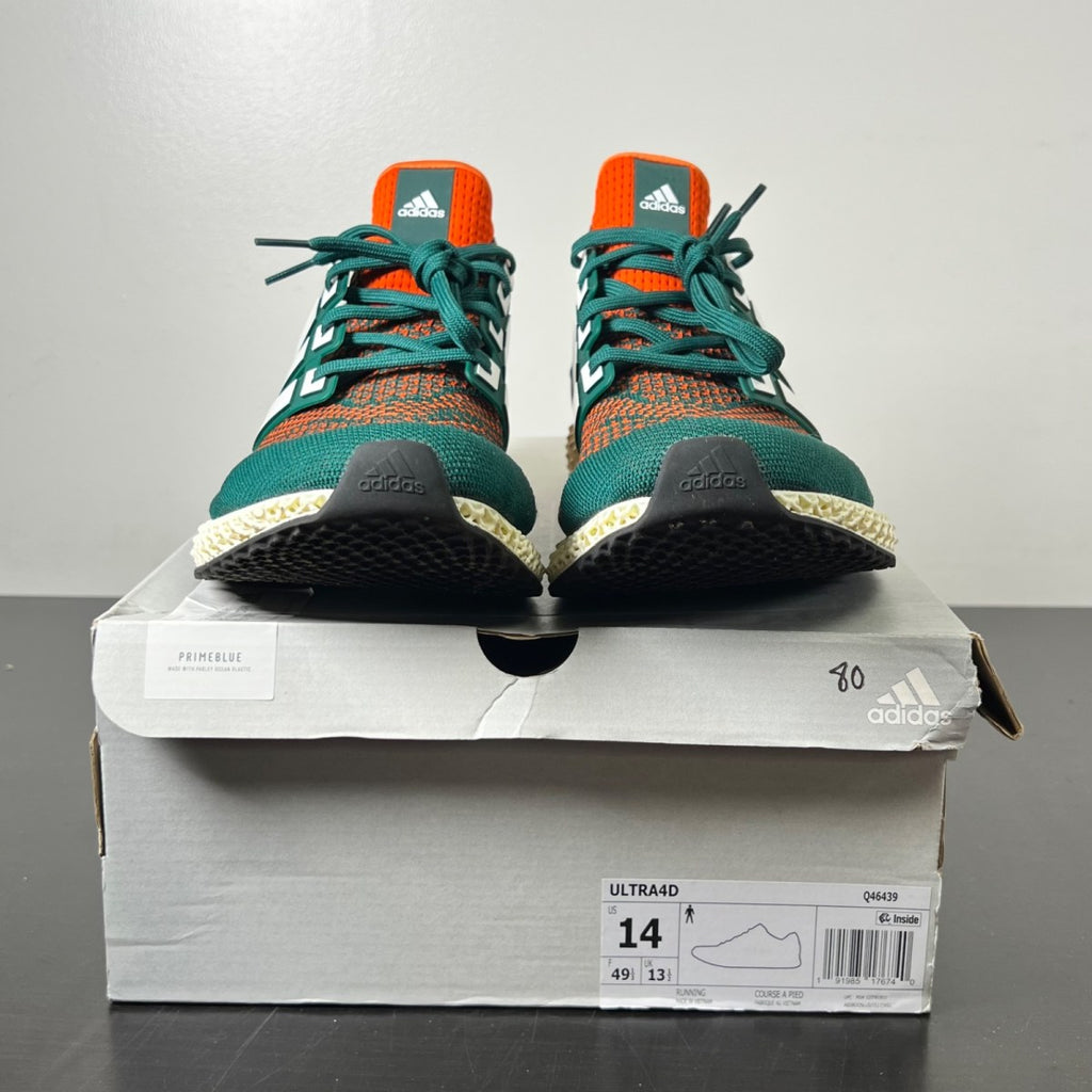 adidas Ultra 4D Miami Hurricanes 14 (Lightly Worn Pre-Owned)adidasCollegiate Green/Footwear White/Collegiate Orange - Image 2