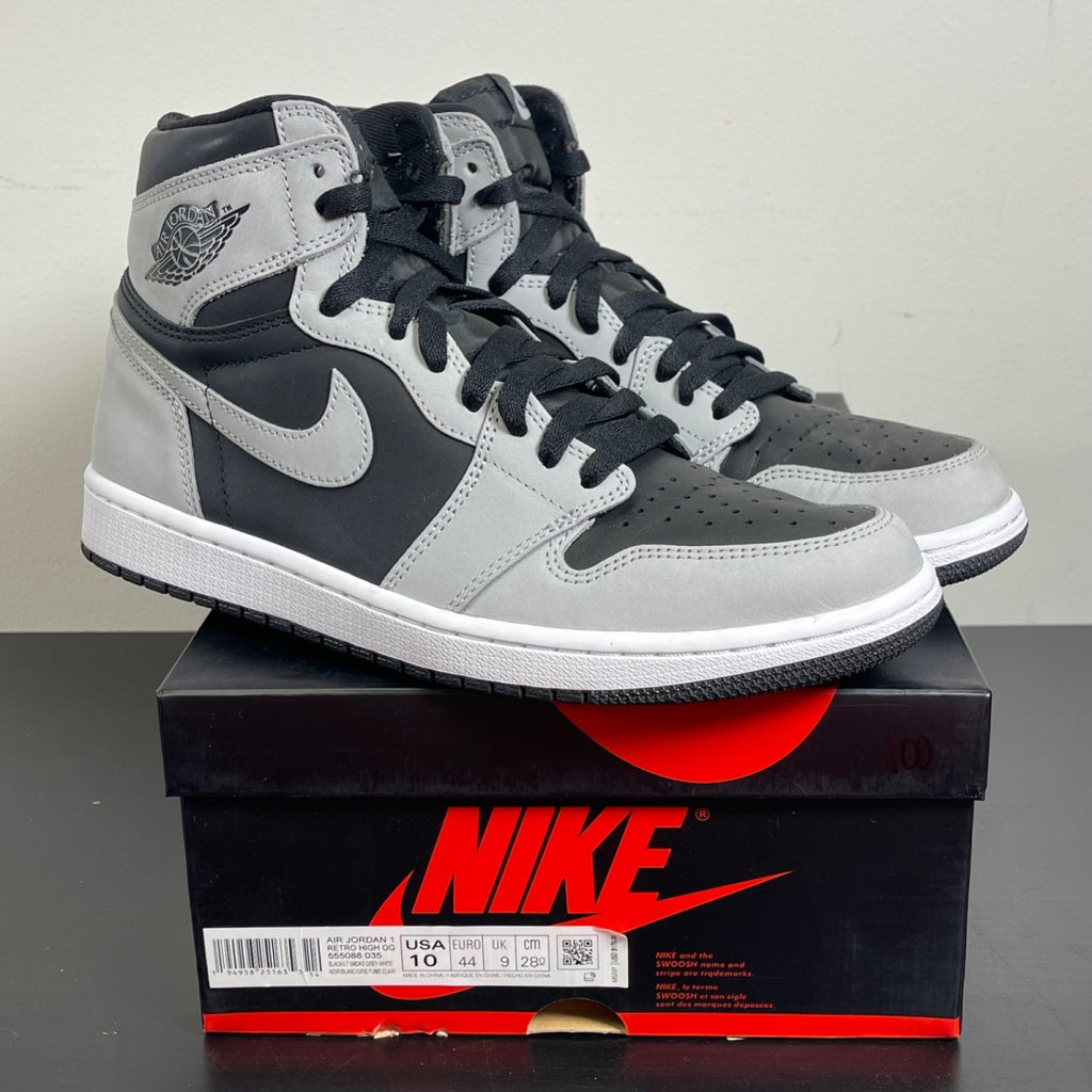 Jordan 1 Retro High Shadow 2.0 10 (Moderately Worn Pre-Owned)JordanBlack/White-Light Smoke Grey - Image 1