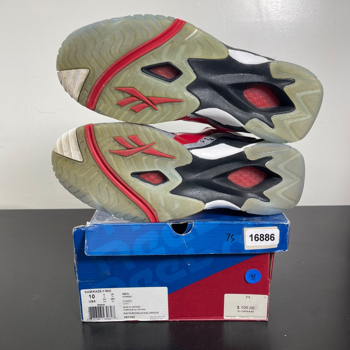 Reebok Kamikaze II Trailblazers 10 (Moderately Worn Pre-Owned)ReebokWhite/Black/Red - Image 5