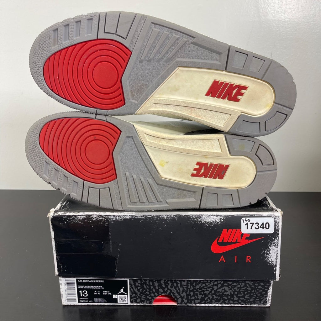 Jordan 3 Retro White Cement Reimagined 13 (Moderately Worn Pre-Owned)JordanSummit White/Fire Red/Black/Cement Grey - Image 5