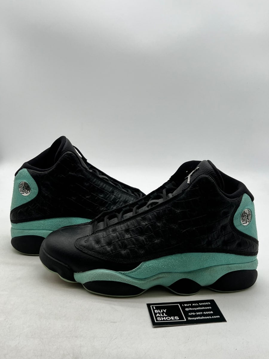 Jordan 13 Retro Black Island Green 12 (Moderately Worn Pre-Owned) - Image 1