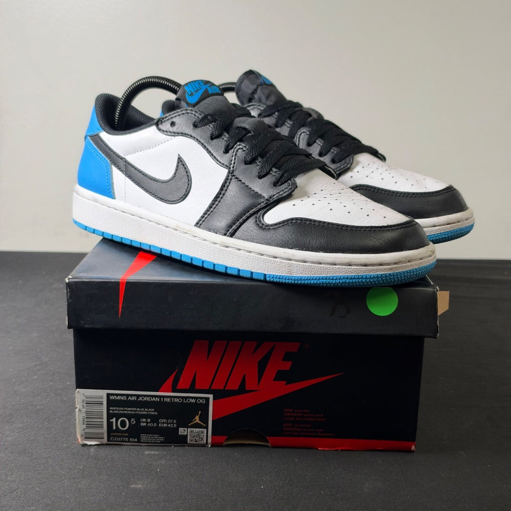 Jordan 1 Retro Low OG Black Dark Powder Blue (Women's) (Size 10.5W) - Image 1