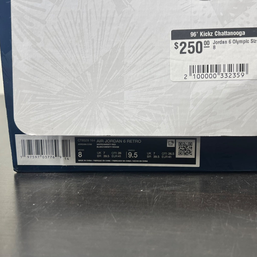 Jordan 6 Retro Olympic (2024) 8 (Moderately Worn Pre-Owned)JordanWhite/Varsity Red/Midnight Navy - Image 5