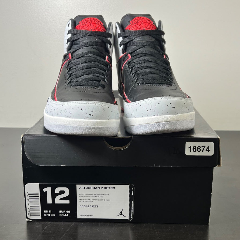 Jordan 2 Retro Infrared Cement 12 (Lightly Worn Pre-Owned)JordanBlack/Infrared 23-Pure Platinum-White - Image 2