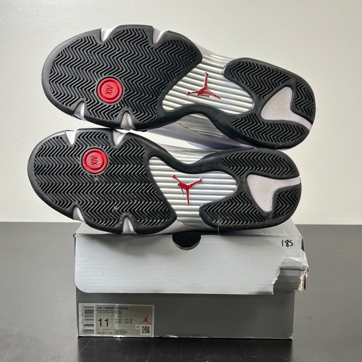 Jordan 14 Retro Black Toe (2024) 11 (Lightly Worn Pre-Owned)JordanWhite/Varsity Red/Black/Metallic Silver - Image 6