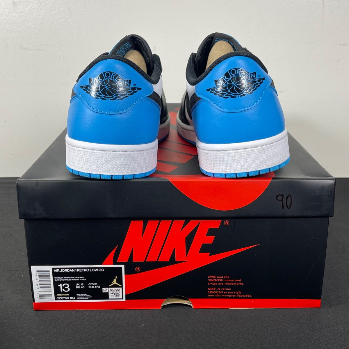Jordan 1 Retro Low OG Black Dark Powder Blue 13 (Moderately Worn Pre-Owned)JordanWhite/Dark Powder Blue/Black - Image 4