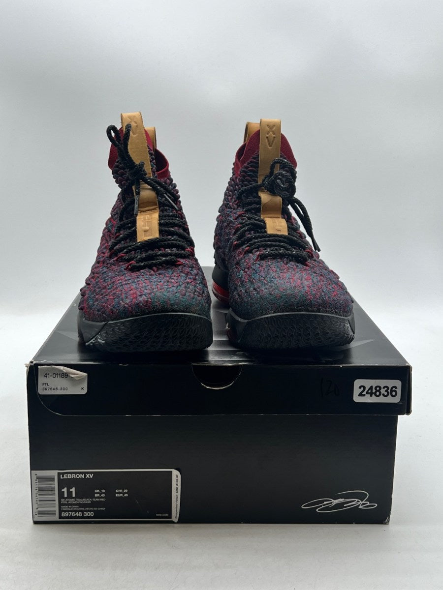 Nike LeBron 15 New Heights 11 (Lightly Worn Pre-Owned)NikeDark Atomic Teal/Ale Brown-Team Red - Image 2
