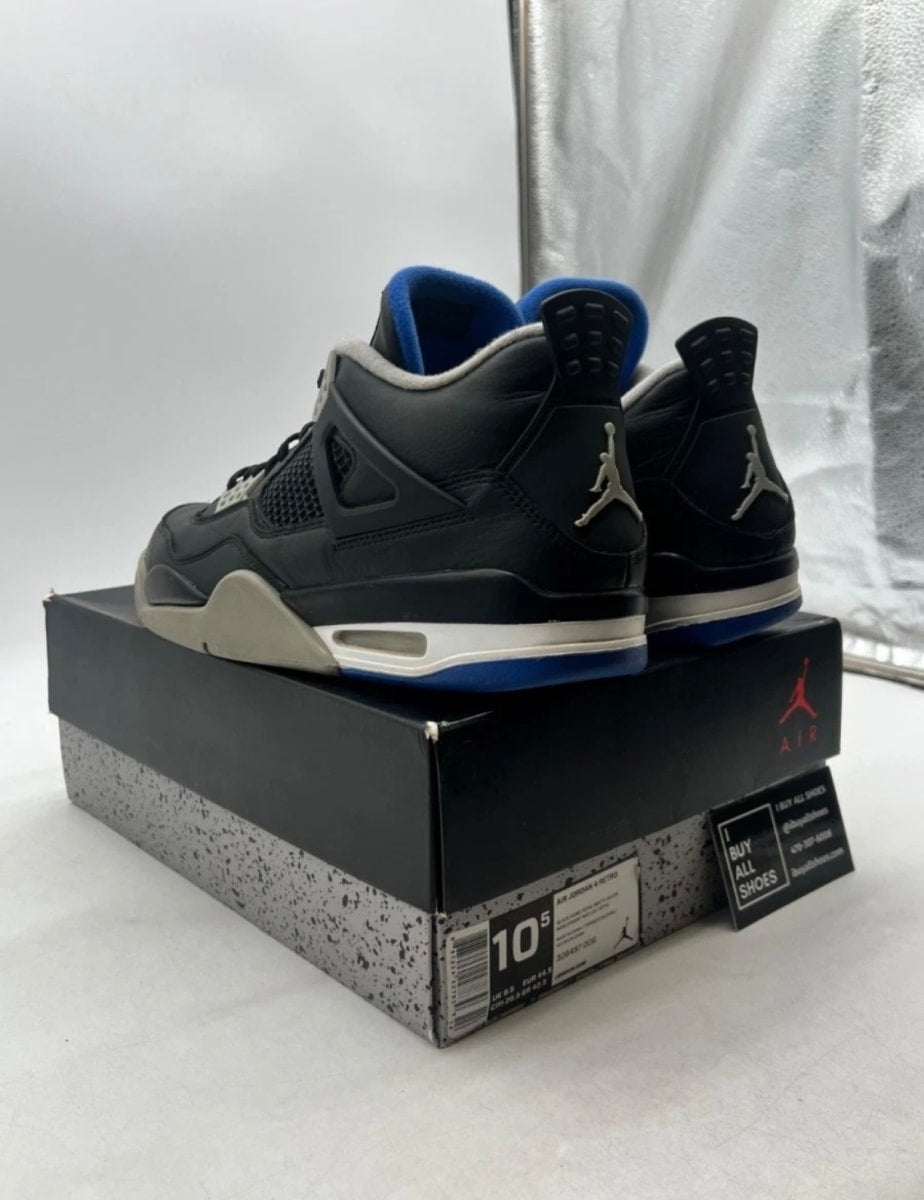 Jordan 4 Retro Motorsports Alternate 10.5 (Moderately Worn Pre-Owned)JordanBlack/Game Royal-Matte Silver-White - Image 6