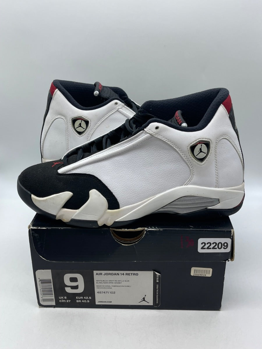 Jordan 14 Retro Black Toe (2014) 9 (Moderately Worn Pre-Owned)JordanWhite/Black-Varsity Red-Metallic Silver - Image 1