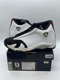 Jordan 14 Retro Black Toe (2014) 9 (Moderately Worn Pre-Owned)JordanWhite/Black-Varsity Red-Metallic Silver - Image 1