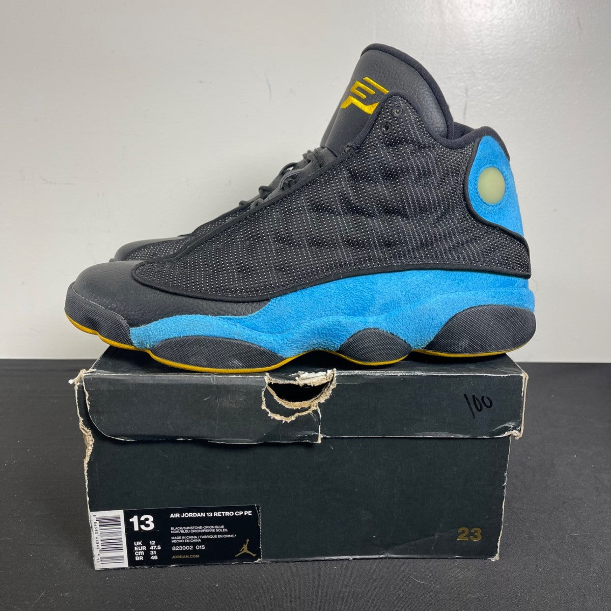 Jordan 13 Retro Chris Paul Away 13 (Moderately Worn Pre-Owned)JordanBlack/Sunstone-Orion Blue - Image 3
