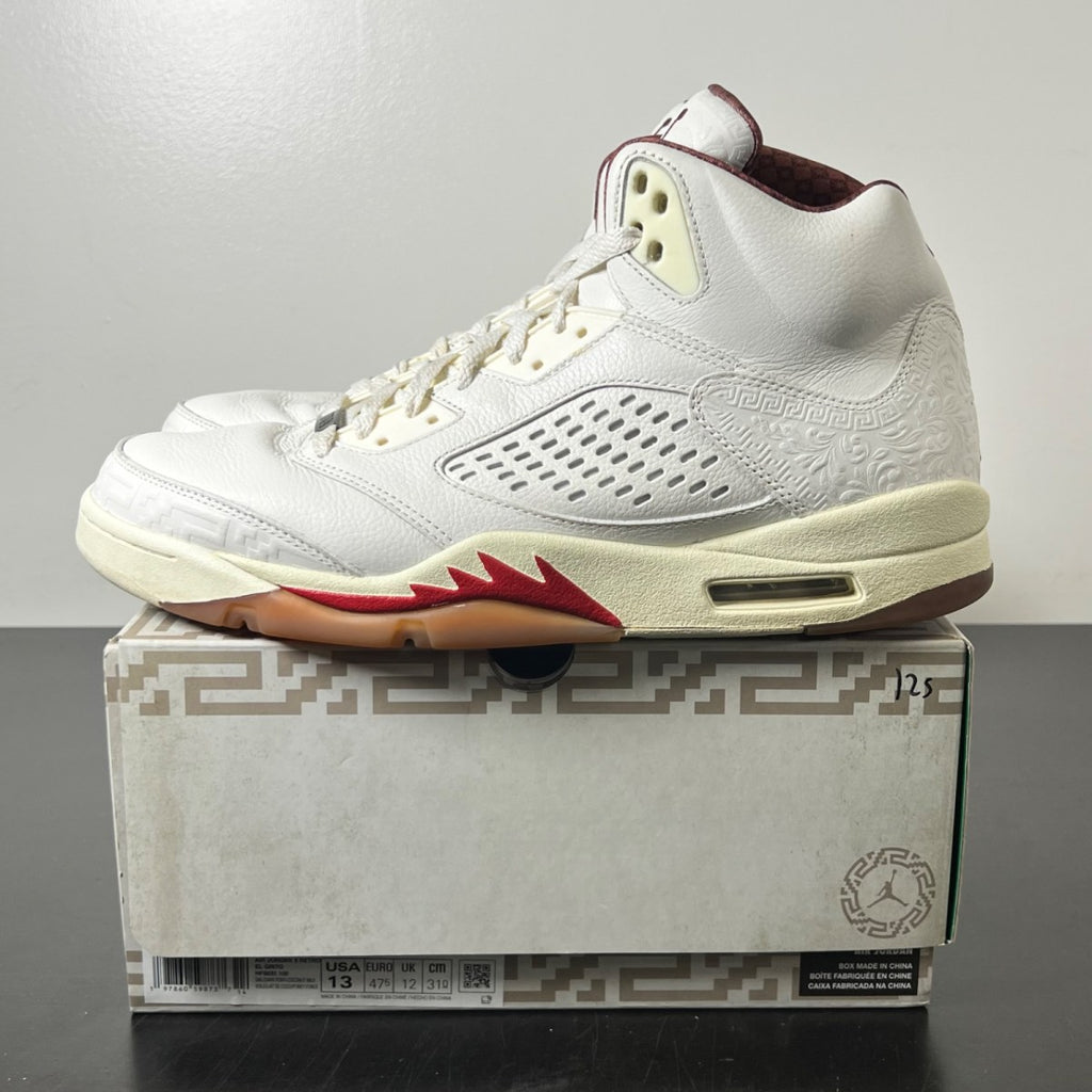 Jordan 5 Retro El Grito Sail 13 (Moderately Worn Pre-Owned)JordanSail/Coconut Milk-Pine Green-Dark Pony - Image 3