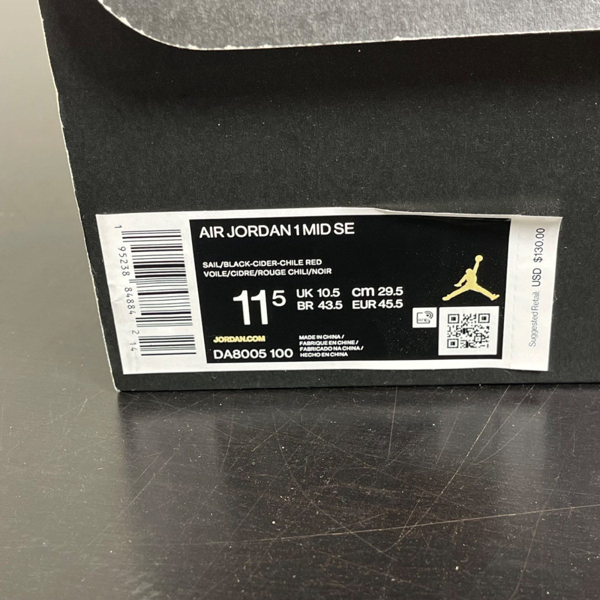 Jordan 1 Mid SE Brushstroke 11.5 (Moderately Worn Pre-Owned)JordanSail/Black-Cider-Chile Red - Image 7