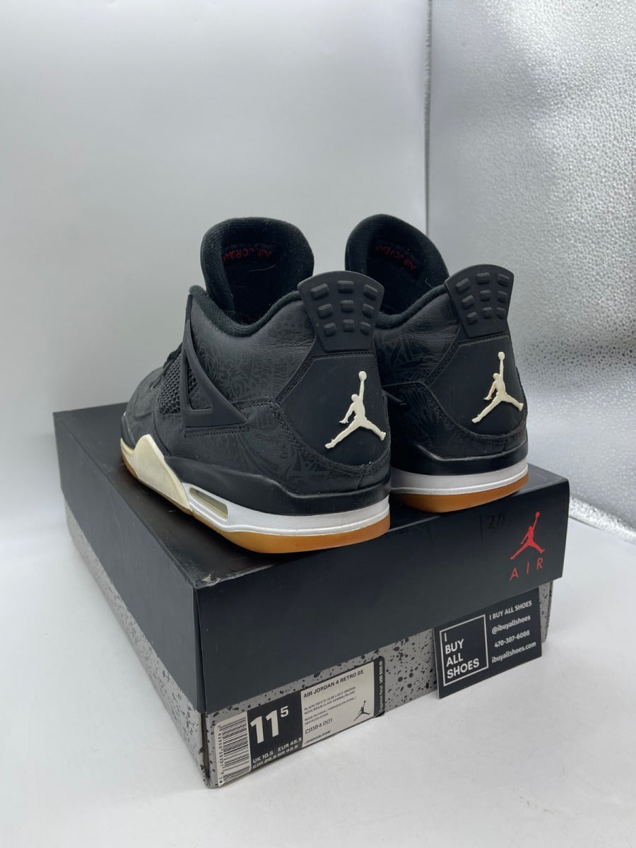 Jordan 4 Retro Laser Black Gum 11.5 (Moderately Worn Pre-Owned) - Image 4