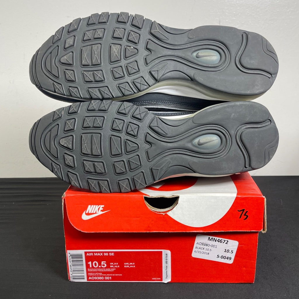 Nike Air Max 98 Black Anthracite 10.5 (Moderately Worn Pre-Owned)NikeBlack/Anthracite-Dark Grey-White - Image 5