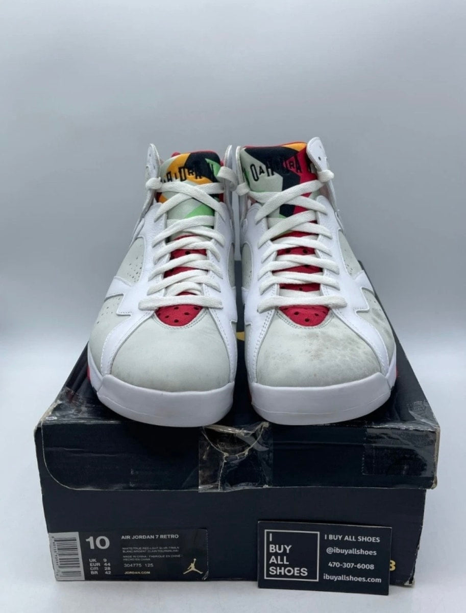 Jordan 7 Retro Hare (2015) 10 (Heavily Worn Pre-Owned)JordanWhite/True Red-Light Silver-Tourmaline - Image 2
