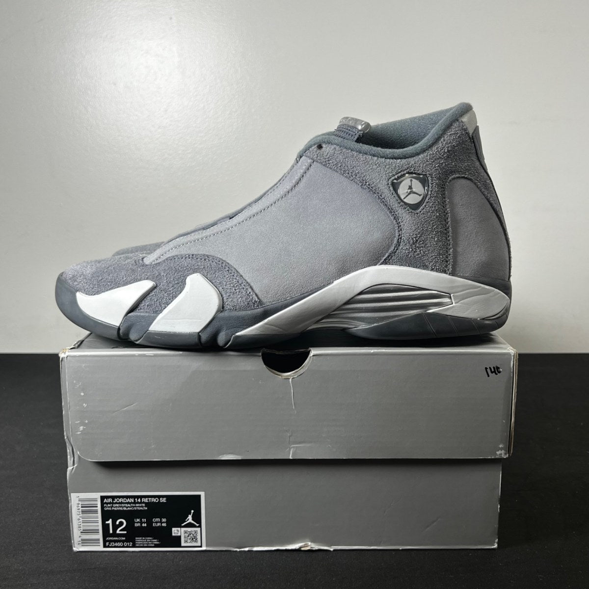 Jordan 14 Retro Flint Grey 12 (Moderately Worn Pre-Owned)JordanFlint Grey/Stealth Grey/White - Image 3