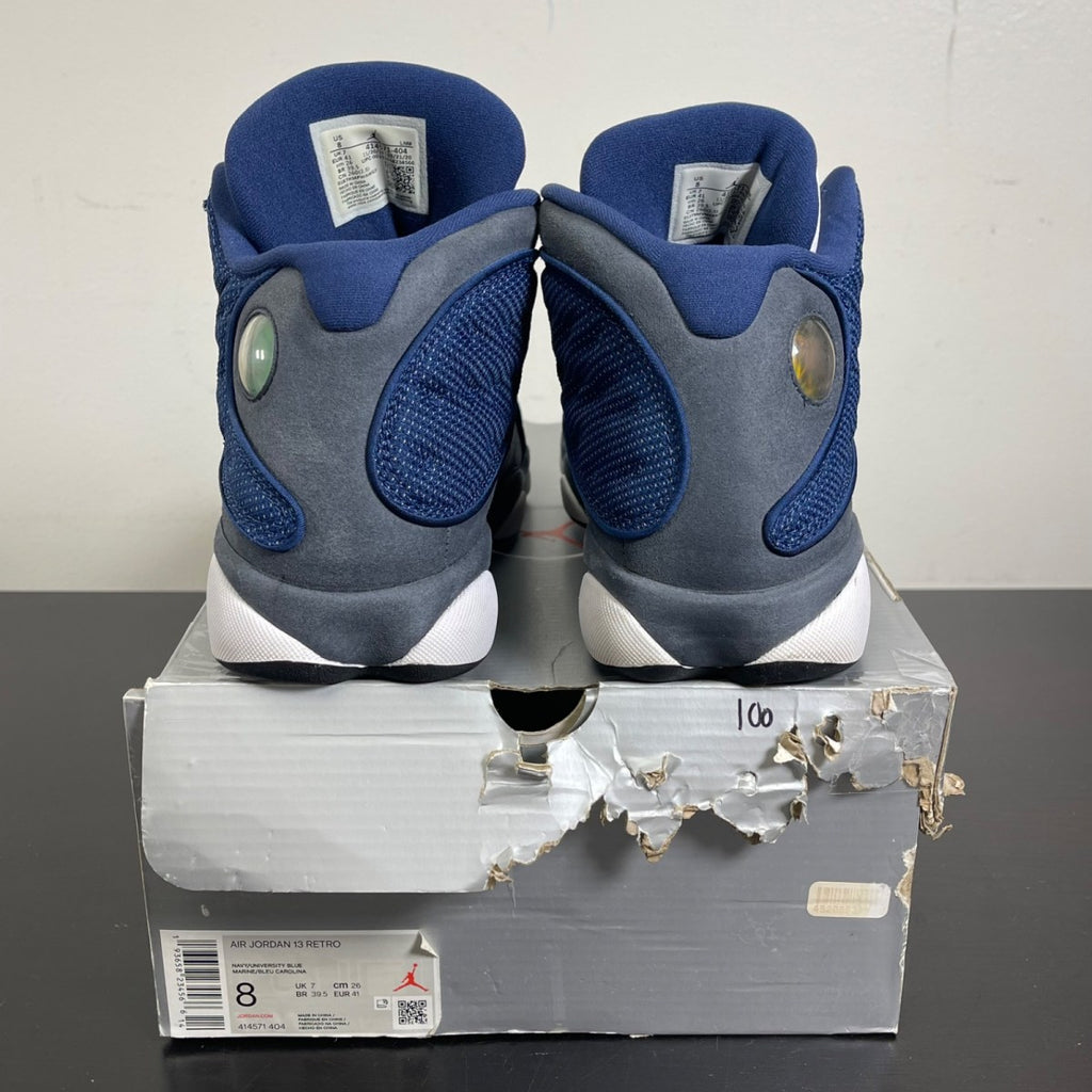 Jordan 13 Retro Flint (2020) 8 (Moderately Worn Pre-Owned)JordanNavy/Flint Grey-White-University Blue - Image 4