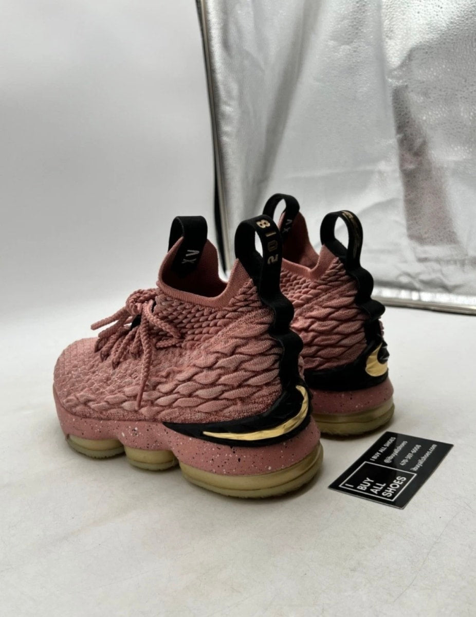Nike LeBron 15 Rust Pink (GS) 6Y (Lightly Worn Pre-Owned)NikeRust Pink/Metallic Gold-Black - Image 4