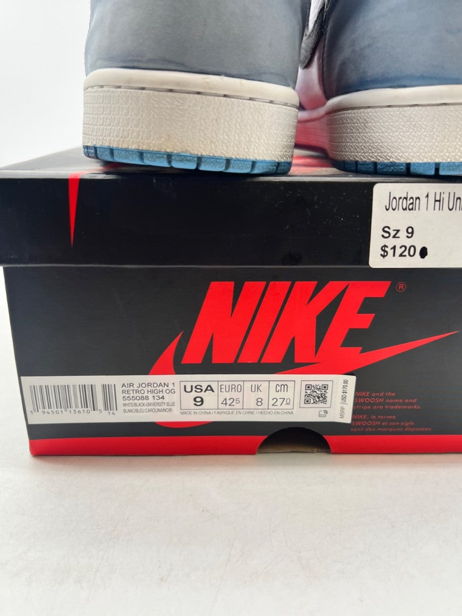 Jordan 1 Retro High OG University Blue 9 (Moderately Worn Pre-Owned)JordanWhite/University Blue-Black - Image 6