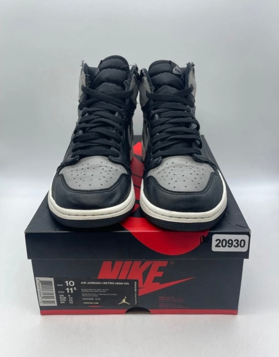 Jordan 1 Retro High Shadow (2018) 10 (Moderately Worn Pre-Owned)JordanBlack/Medium Grey-White - Image 2