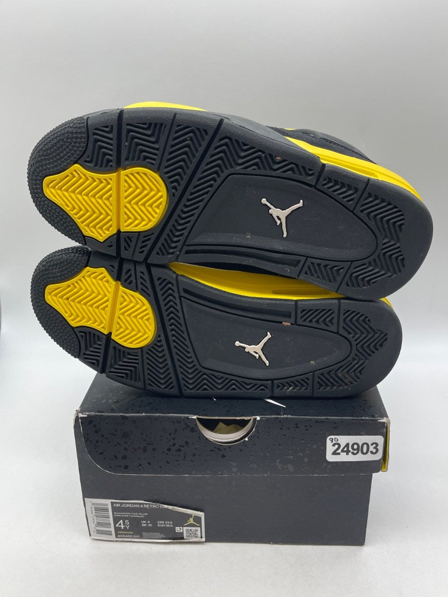 Jordan 4 Retro Thunder (2023) (GS) 4.5Y (Moderately Worn Pre-Owned)JordanBlack/Tour Yellow - Image 6