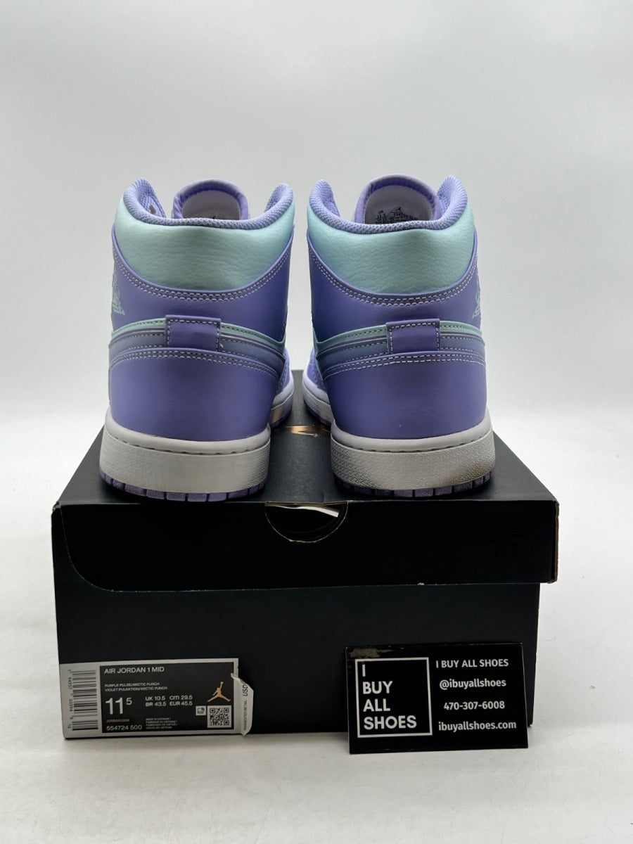 Jordan 1 Mid Purple Aqua 11.5 (Lightly Worn Pre-Owned) - Image 3