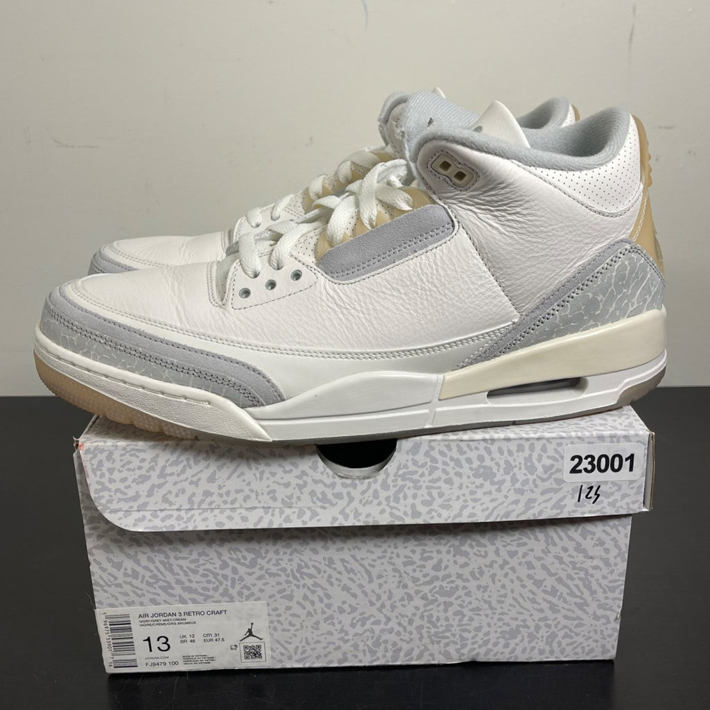 Jordan 3 Retro Craft Ivory 13 (Moderately Worn Pre-Owned)JordanIvory/Grey Mist/Cream - Image 3