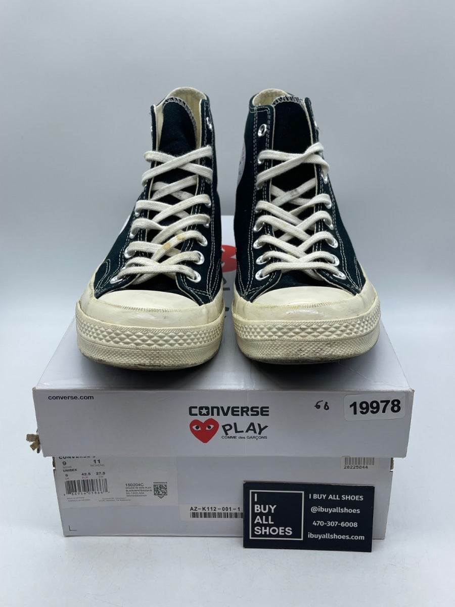 Converse Chuck Taylor All Star 70 Hi Comme des Garcons PLAY Black 9 (Moderately Worn Pre-Owned) - Image 2