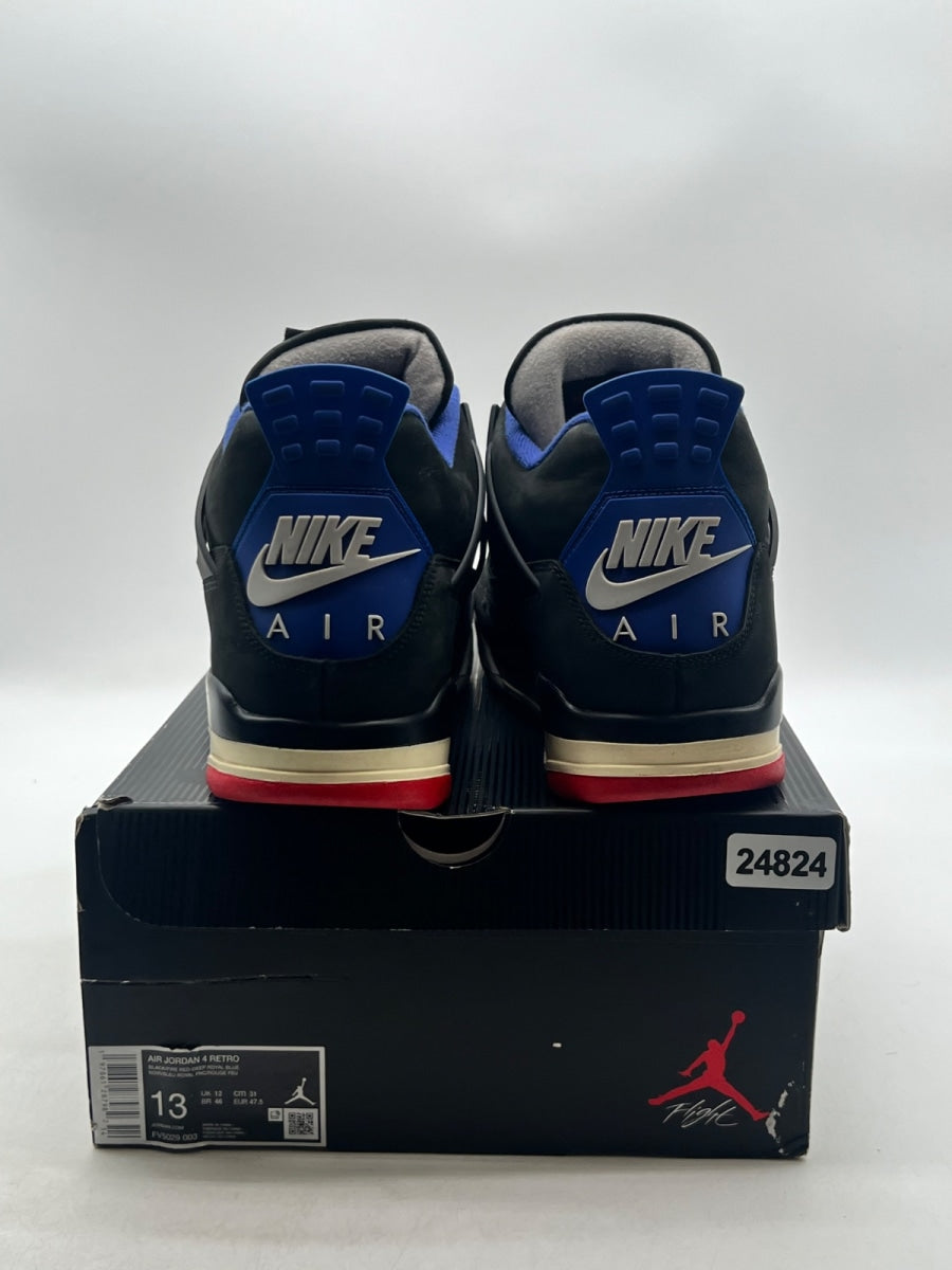 Jordan 4 Retro Rare Air (White Lettering) 13 (Lightly Worn Pre-Owned)JordanBlack/Fire Red/Deep Royal Blue/Dark Smoke Grey/Tech Grey - Image 3