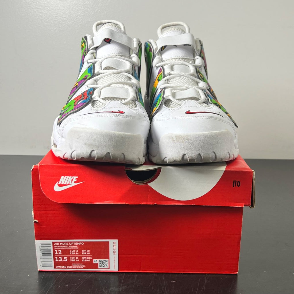 Nike Air More Uptempo Peace, Love, Swoosh 12 (Moderately Worn Pre-Owned)NikeWhite/Black-University Gold-University Red - Image 2