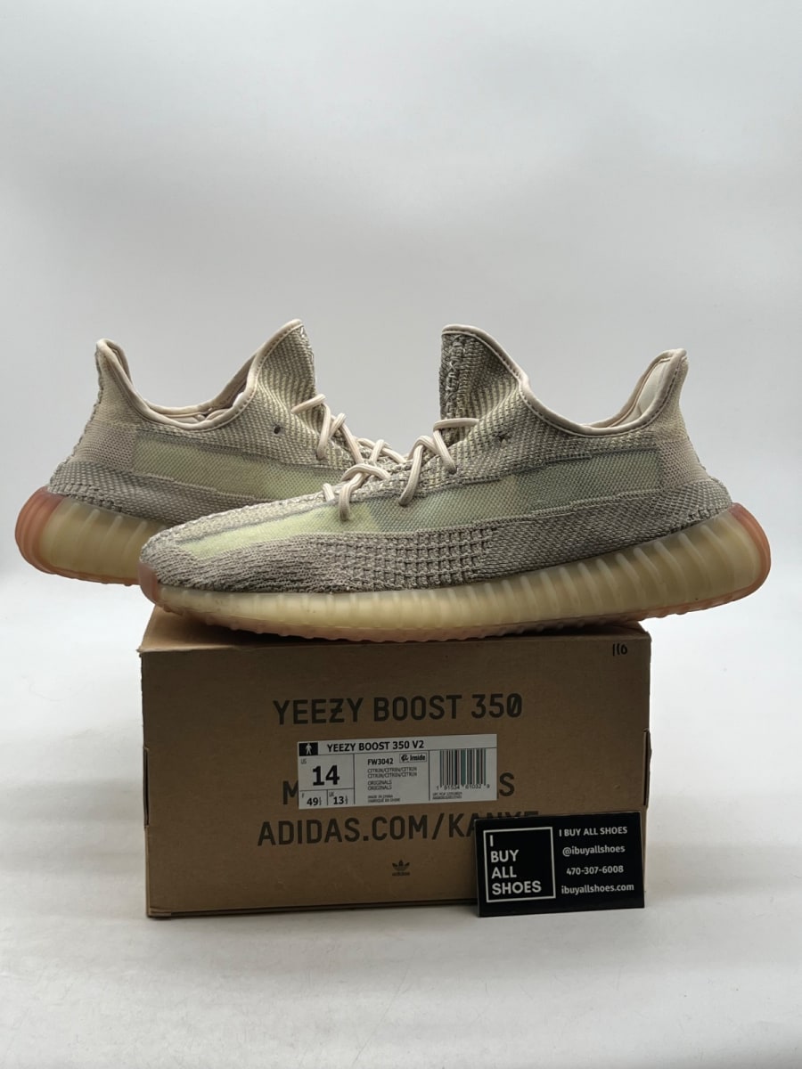 adidas Yeezy Boost 350 V2 Citrin (Non-Reflective) 14 (Moderately Worn Pre-Owned) - Image 1